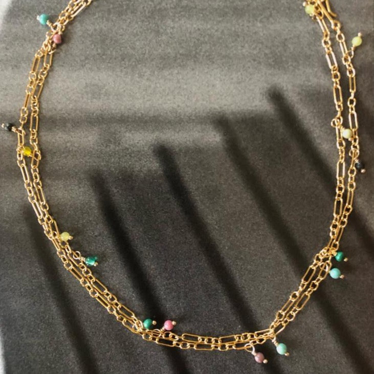 par coeur collier double perles