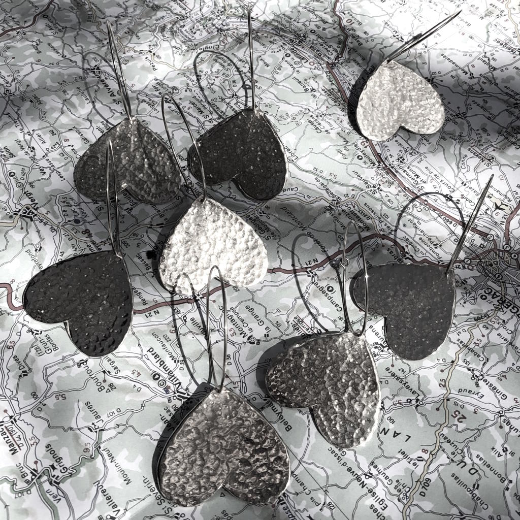 large creole coeur martele argent par coeur