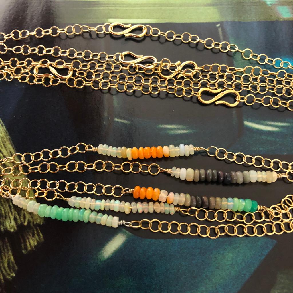 collier rainbow par coeur opales vermeil