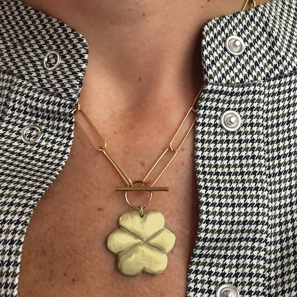 par coeur pendentif trefle clover à personnaliser