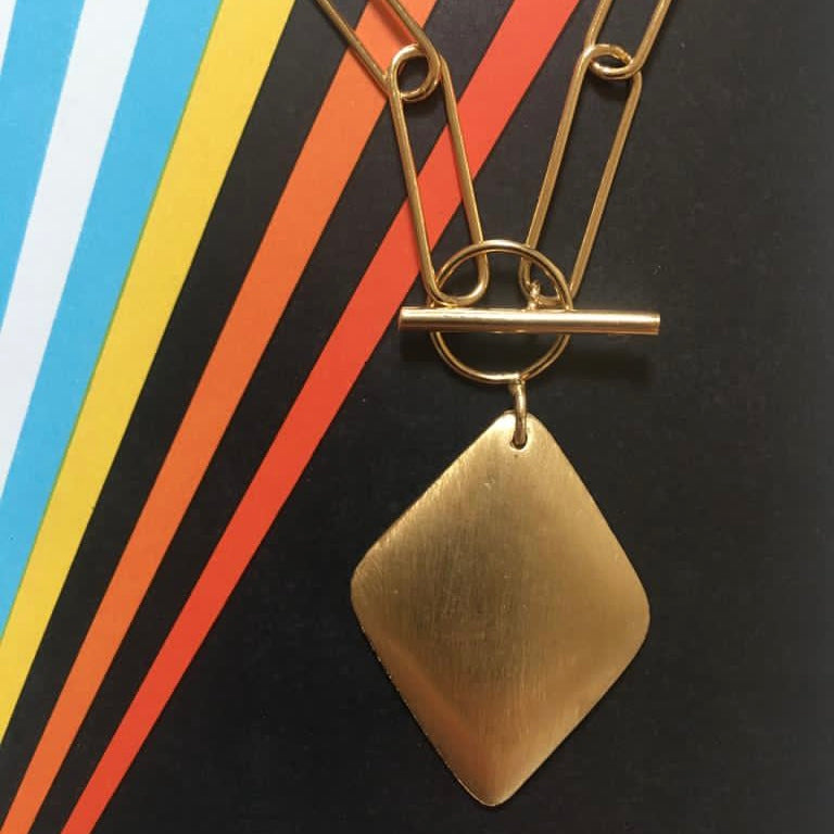 collier losange collier xl court vermeil