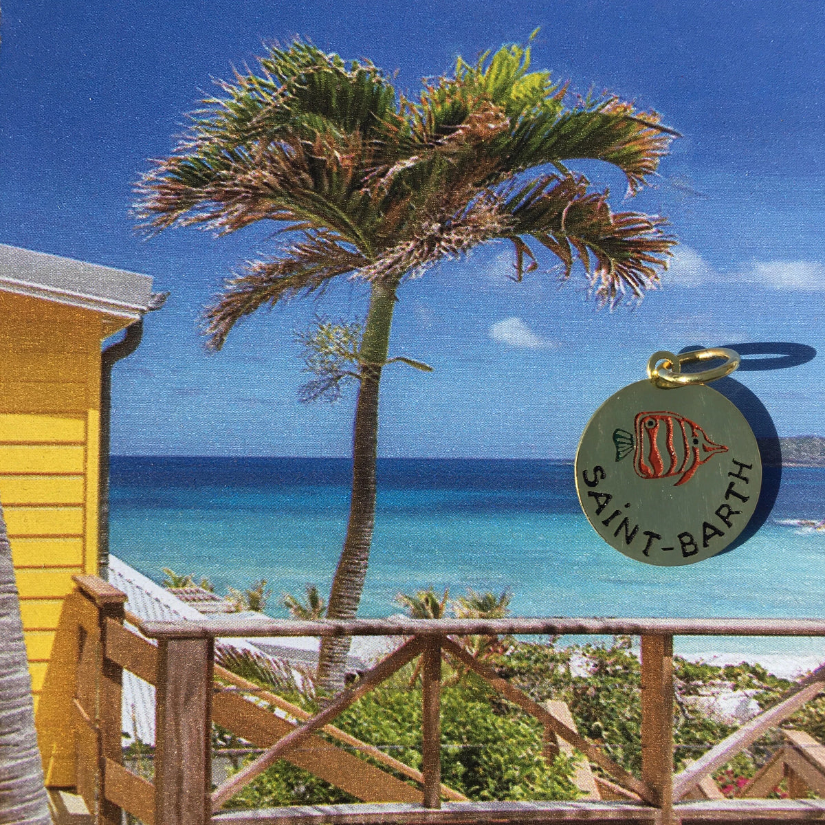 par coeur médaille voyage émaillée saint barth