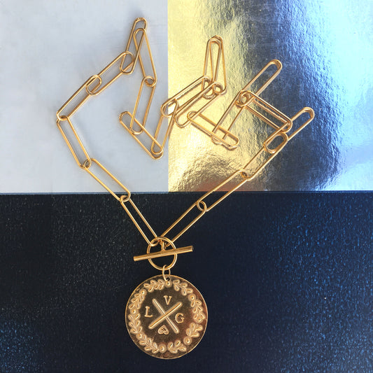 Médaille LAURIERS  à personnaliser Chaine XL courte