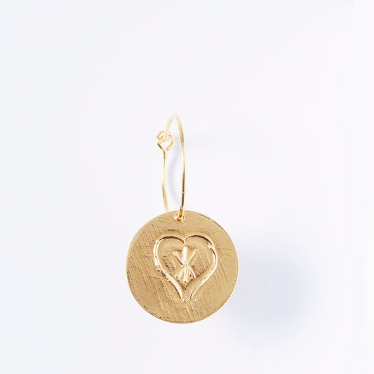boucles d'oreille médaille coup de coeur créoles