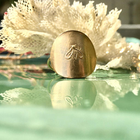 bague médaille abeille Par Coeur vermeil