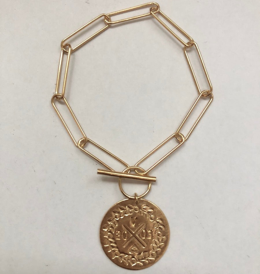 par coeur bracelet xl médaille lauriers s à personnaliser