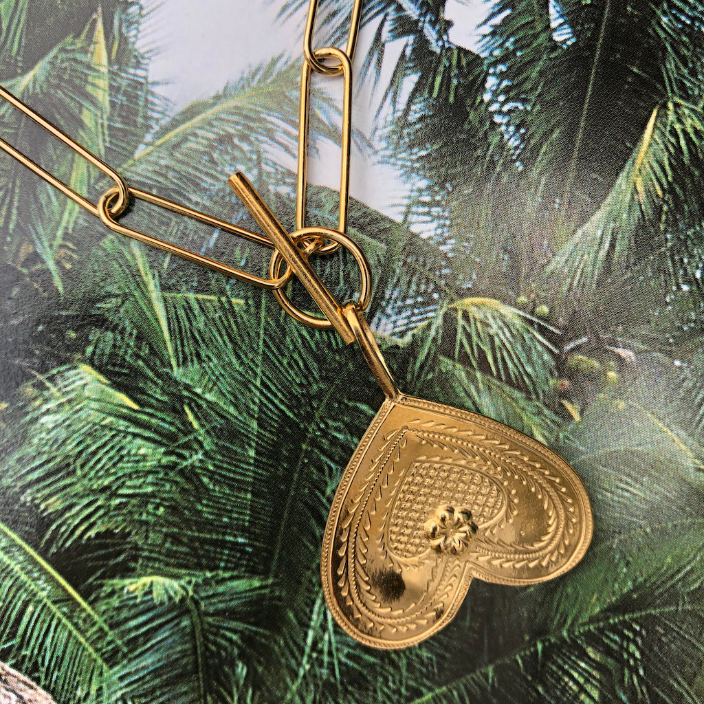 collier coeur à l'envers vermeil chaine xl courte par coeur