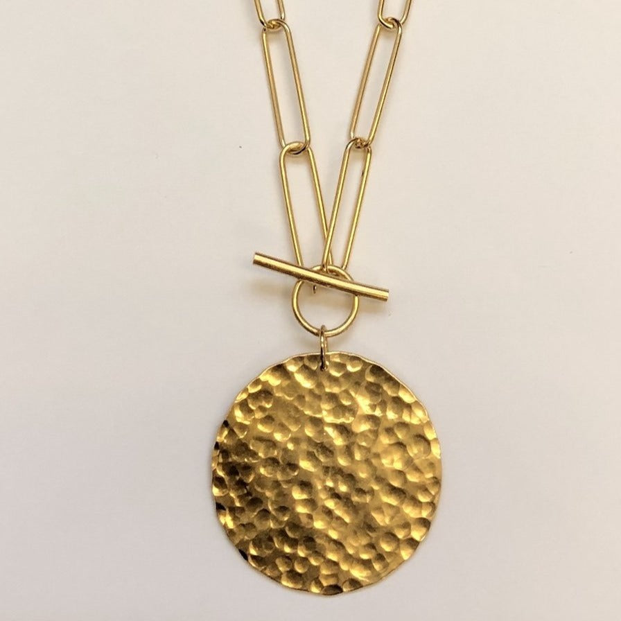 par coeur médaille martelée chaine xl court
