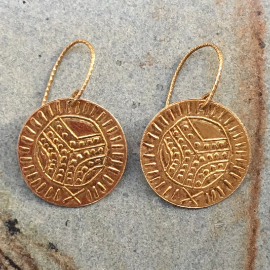 par coeur médaille templiers vermeil boucle d'oreille