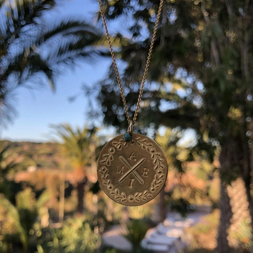 par coeur médaille lauriers personnalisée vermeil