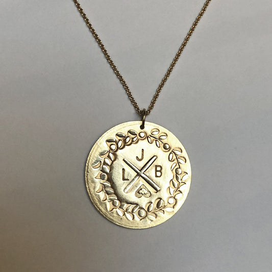 par coeur médaille lauriers s à personnaliser en or 18k
