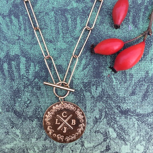 Médaille LAURIERS  à personnaliser Chaine XL courte