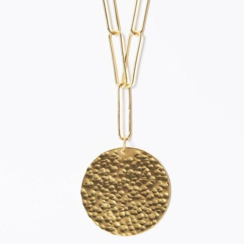 par coeur médaille martelée chaine XL longue
