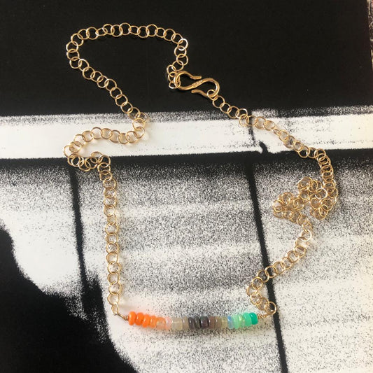 collier rainbow par coeur opales vermeil