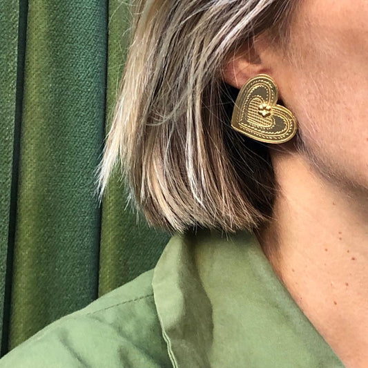 Stud coeur à l'envers par coeur vermeil