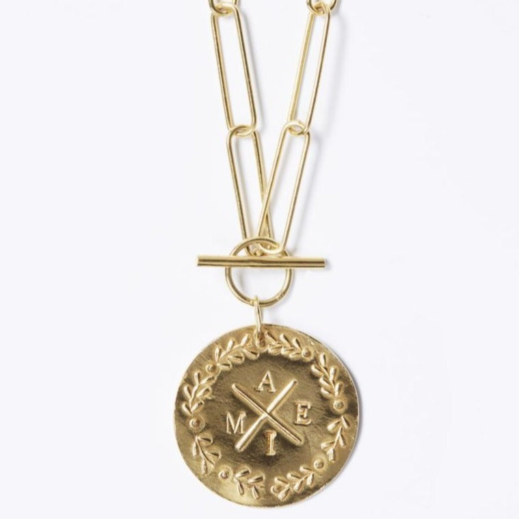 par coeur médaille lauriers chaine xl courte